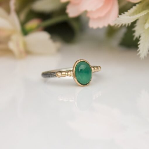 Natural Green Jade Ring, Statement Oval Green Gemstone Silver Jewelry, Minimalist Promise Nature Inspired Ring, Gift for Her Mother Mom Sister Daughter