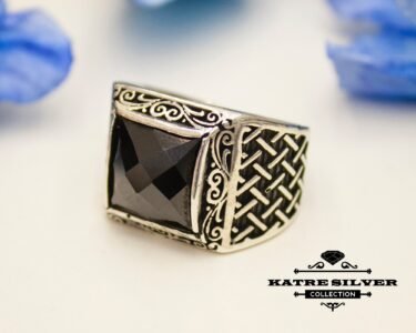 Bold Onyx Men Ring 925 Sterling Silver – Ottoman Style Black Stone Signet Ring Handmade Gift for Him - Image 4