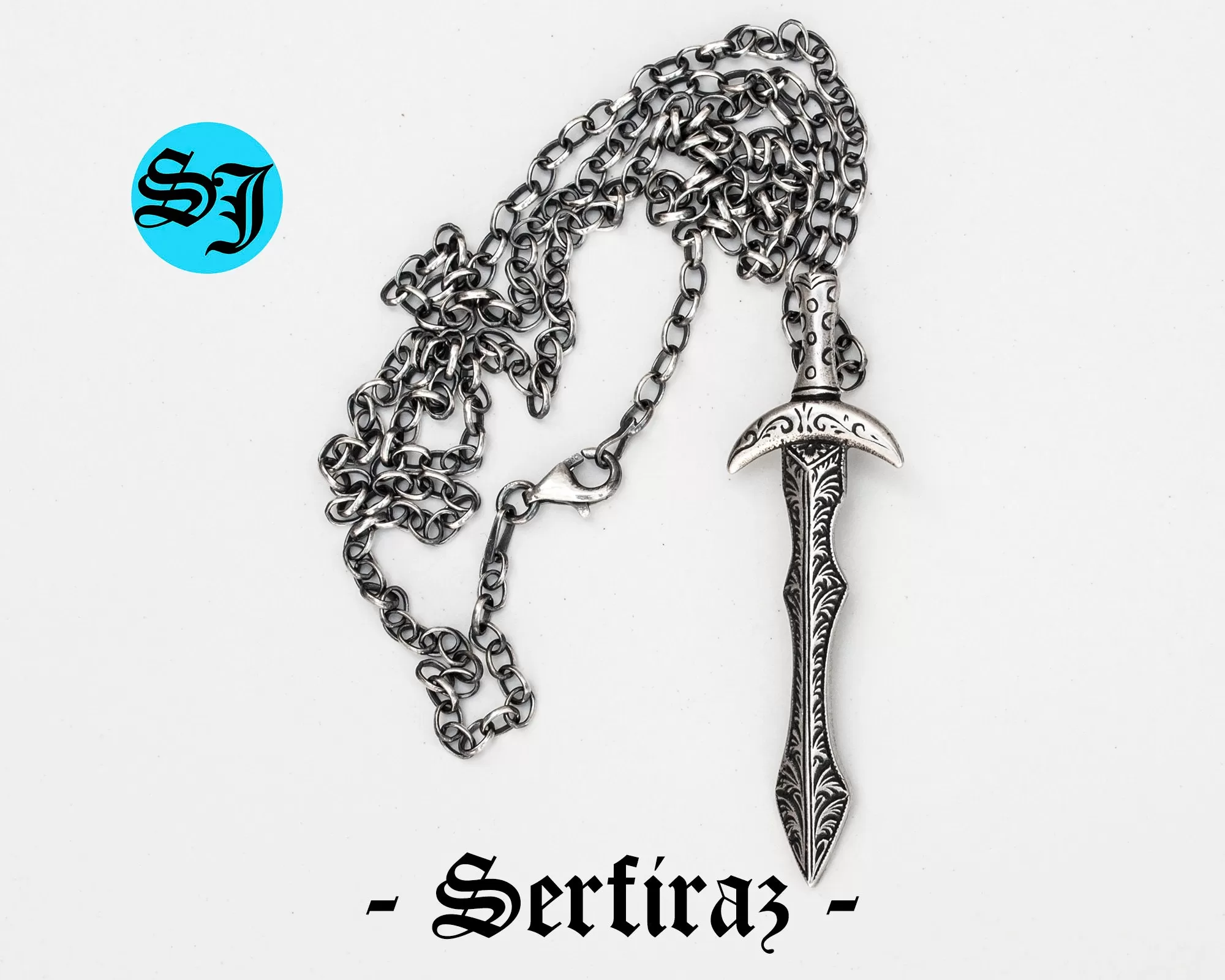 Long Knight Medieval Handmade Silver Sword Necklace, Sword Jewelry, Necklace for Men, Gift For Him, Gift Ideas, Birthday Gift - Image 9