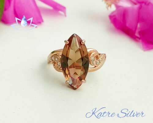 Rose Gold Vintage Ring, Marquise Engagement Ring, Marquise Ring, Art Deco Ring, Diaspore Ring, Vintage Engagement Ring - Image 5