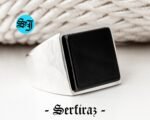Square Mens Black Onyx Silver Signet Ring, Black Onyx Ring, Mens Signet Ring, Black Stone Ring, Onyx Jewelry, Men Gift Ring, Gift for Him - Image 4