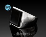 Square Mens Black Onyx Silver Signet Ring, Black Onyx Ring, Mens Signet Ring, Black Stone Ring, Onyx Jewelry, Men Gift Ring, Gift for Him - Image 7