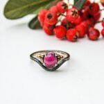 Elegant Ruby Authentic Promise Ring, Sterling Silver Handmade, Custom Dainty Ring, Dark Red Jewelry for Wife, Anniversary Gifts for Women - Image 3