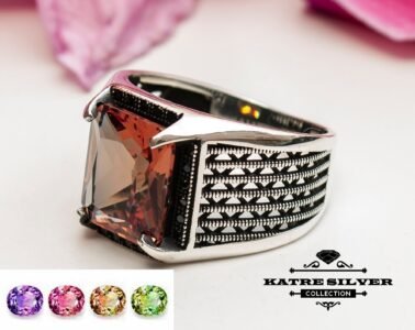 Powerful Sultanite Men Ring 925 Sterling Silver – Ottoman Style Diaspore Color Change Handmade Statement Ring Gift for Him - Image 4