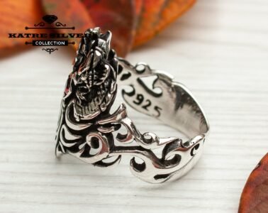 Celtic Dragonsword Medieval Ring Celtic Dragon Sword Medieval Silver Ring Solid Sterling Unique Silver Jewelry Gift for Him Men Ring - Image 5