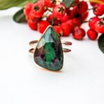 Genuine Natural Ruby Zoisite Silver Cocktail Ring, 925 Sterling Silver Handmade Ring, Meditation Stone, Gift for Her Mom, Unique Gift - Image 3
