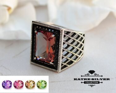 Powerful Sultanite Men Ring 925 Sterling Silver – Color Change Diaspore Statement Ottoman Style Ring Handmade Gift for Him - Image 6