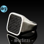 Square Classic Men Ring, Black Zircon Men Ring, Gemstone Jewelry, Authentic Silver Ring, Grandfather Gift, Engagement Men Ring, Fathers Gift