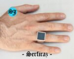 Square Mens Black Onyx Silver Signet Ring, Black Onyx Ring, Mens Signet Ring, Black Stone Ring, Onyx Jewelry, Men Gift Ring, Gift for Him - Image 2