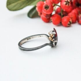 Red Ruby Ring for Her, Sterling Silver Handmade Minimalist Ring, Custom Promise Ring, Dark Red Jewelry for Wife, Anniversary Gifts for Women - Image 8
