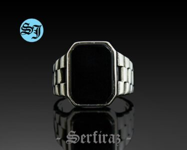 Silver Rolex Band Ring, Onyx Men Jewelry, Rolex Ring, Rolex Chain, Silver Onyx Ring, Black Onyx Ring, Ring For Mens, Gift for Him - Image 2