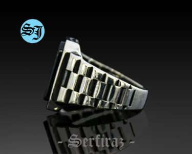 Silver Rolex Band Ring, Onyx Men Jewelry, Rolex Ring, Rolex Chain, Silver Onyx Ring, Black Onyx Ring, Ring For Mens, Gift for Him - Image 4