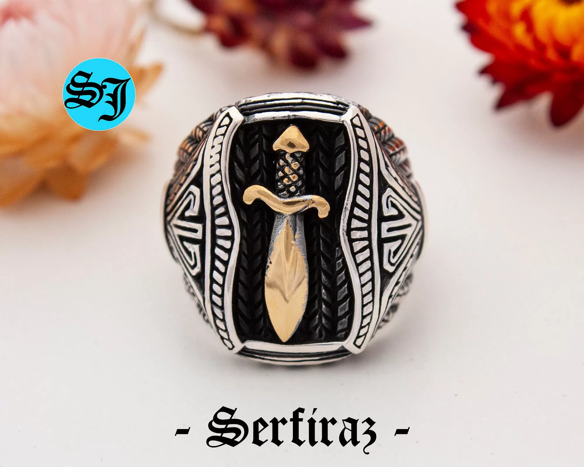 Mens Handmade Ring, Turkish Handmade Silver Men Ring, Ottoman Mens Ring, Men 925k Silver Ring, Knife Jewelry, Gift for Him - Image 3