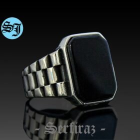 Silver Rolex Band Ring, Onyx Men Jewelry, Rolex Ring, Rolex Chain, Silver Onyx Ring, Black Onyx Ring, Ring For Mens, Gift for Him