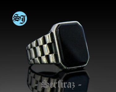 Silver Rolex Band Ring, Onyx Men Jewelry, Rolex Ring, Rolex Chain, Silver Onyx Ring, Black Onyx Ring, Ring For Mens, Gift for Him