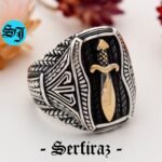 Mens Handmade Ring, Turkish Handmade Silver Men Ring, Ottoman Mens Ring, Men 925k Silver Ring, Knife Jewelry, Gift for Him