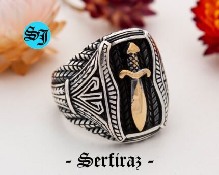 Mens Handmade Ring, Turkish Handmade Silver Men Ring, Ottoman Mens Ring, Men 925k Silver Ring, Knife Jewelry, Gift for Him