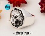 Lion Signet Ring, Lion Ring, Signet Ring, Lion Head Ring, Silver Lion Ring, Lion Jewelry, Animal Ring, Mens Signet Ring - Image 4