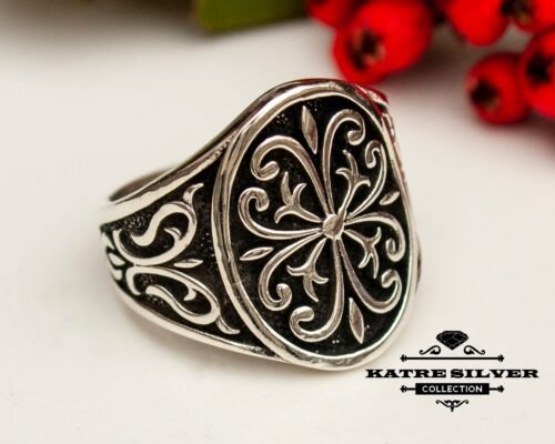 Mens Handmade Ring, Turkish Handmade Silver Men Ring, Ottoman Mens Ring, Solid Silver Men Ring, Gift for Him, 925k Sterling Silver Ring