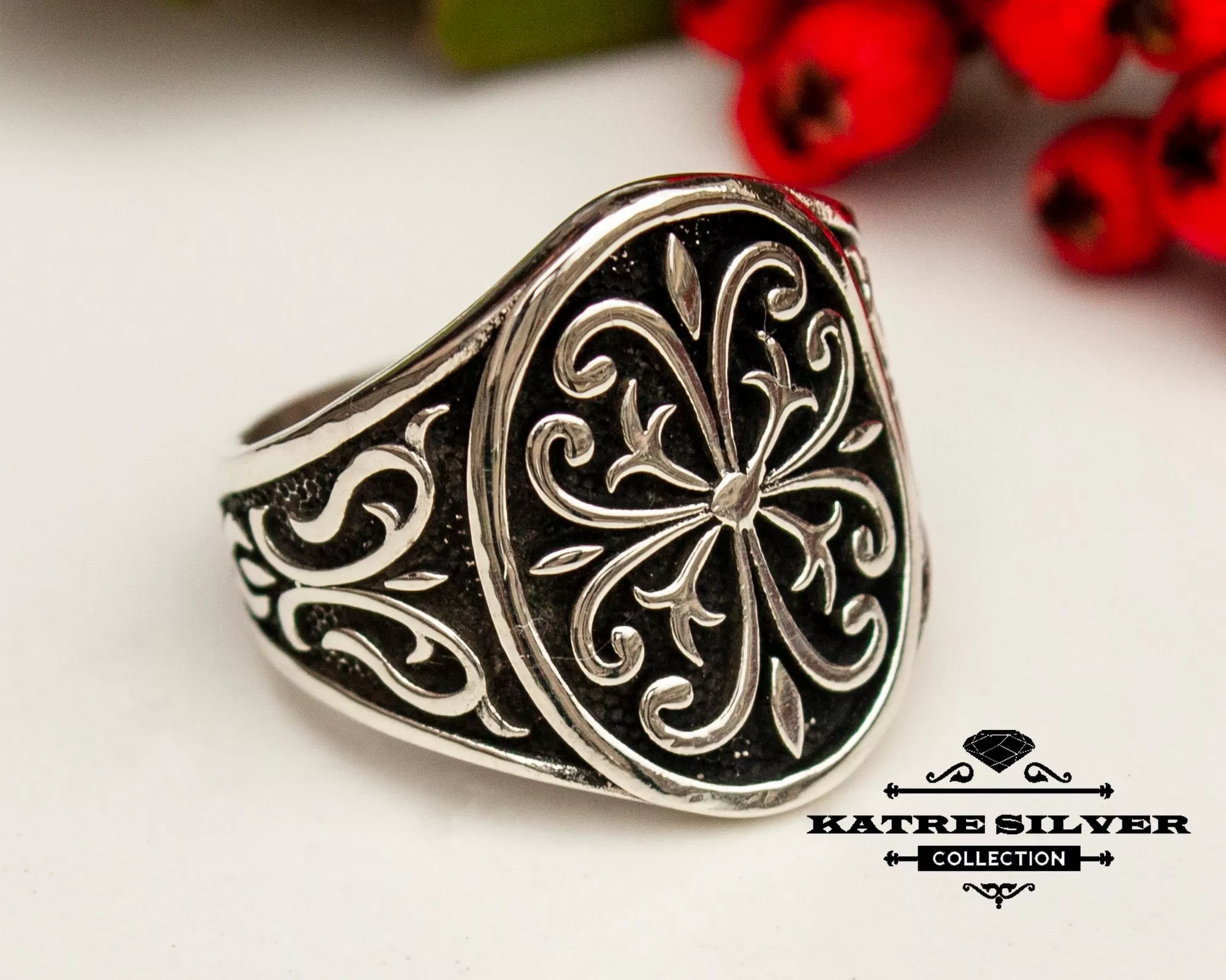 Mens Handmade Ring, Turkish Handmade Silver Men Ring, Ottoman Mens Ring, Solid Silver Men Ring, Gift for Him, 925k Sterling Silver Ring