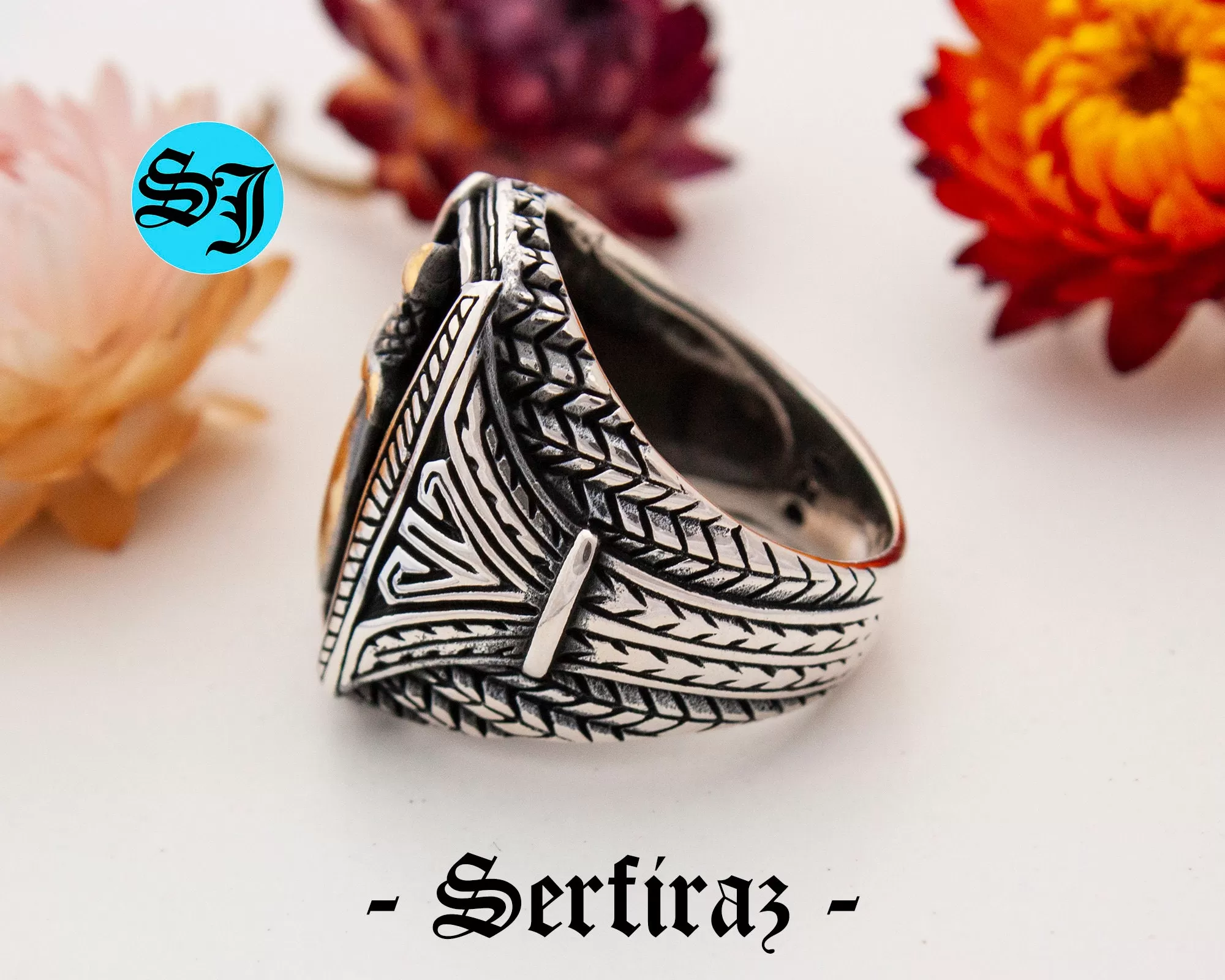 Mens Handmade Ring, Turkish Handmade Silver Men Ring, Ottoman Mens Ring, Men 925k Silver Ring, Knife Jewelry, Gift for Him - Image 5