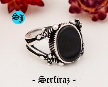 Oval Onyx Silver Ring, Black Onyx Silver Men Ring, Black Onyx Men's Ring, Men's Ring, Husband Gift, Black Gemstone Ring