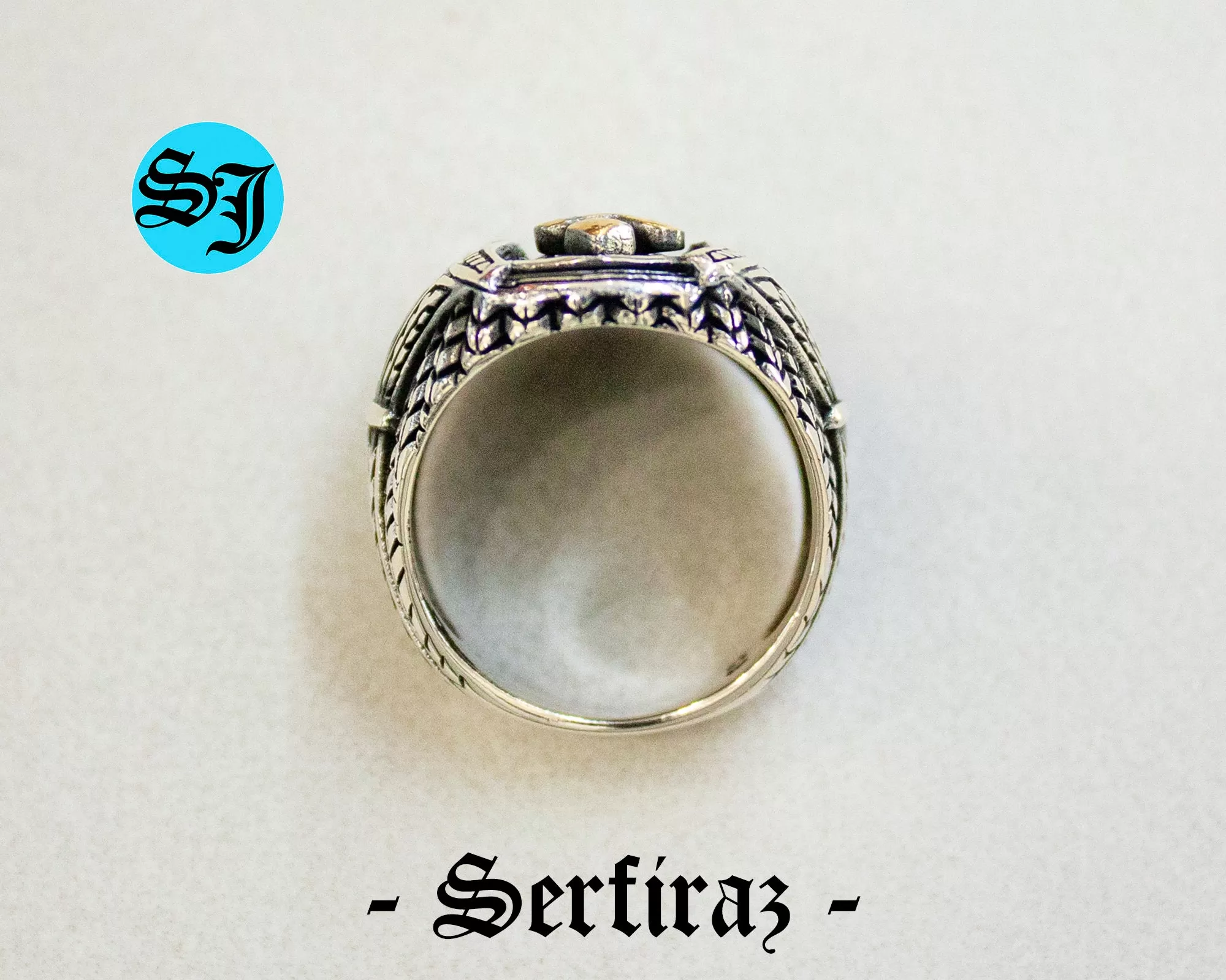 Mens Handmade Ring, Turkish Handmade Silver Men Ring, Ottoman Mens Ring, Men 925k Silver Ring, Knife Jewelry, Gift for Him - Image 8