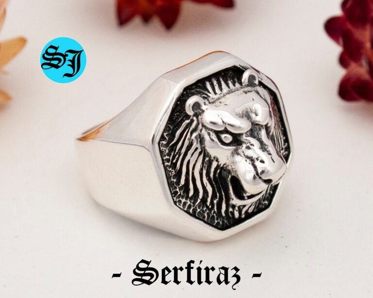 Lion Signet Ring, Lion Ring, Signet Ring, Lion Head Ring, Silver Lion Ring, Lion Jewelry, Animal Ring, Mens Signet Ring