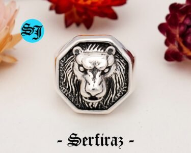 Lion Signet Ring, Lion Ring, Signet Ring, Lion Head Ring, Silver Lion Ring, Lion Jewelry, Animal Ring, Mens Signet Ring - Image 3