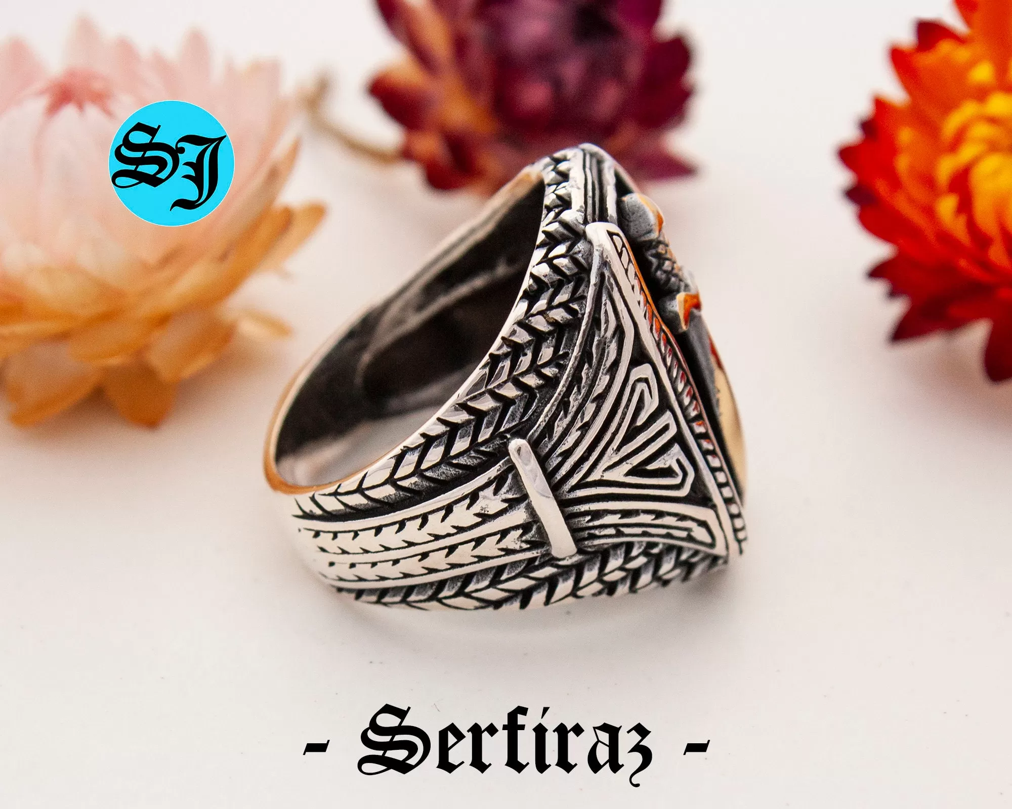 Mens Handmade Ring, Turkish Handmade Silver Men Ring, Ottoman Mens Ring, Men 925k Silver Ring, Knife Jewelry, Gift for Him - Image 6