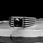 Shiny Silver Onyx Ring, Black Gemstone Men Ring, Cool Man Jewelry, Silver Signet Ring, Men's Fashion Ring, Gift for Boyfriend, Gift for Him - Image 4