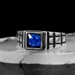 Sapphire Ring Men, Blue Sapphire Square Gemstone, Handmade Silver Ring, Men's Fashion Ring, 925 Sterling Silver Ring, Gift For Him - Image 4