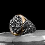 925 Sterling Silver Ottoman Pattern Rings for Men, Unique Silver Ring, Silver Onyx Ring, Sterling Silver Ring, Vintage Jewelry, Gift for Him - Image 5