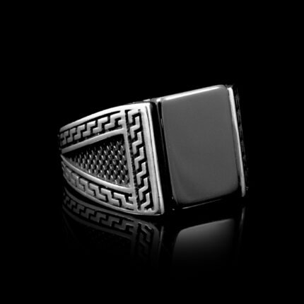 925 Sterling Silver Black Rectangle Onyx Rings for Men, Rectangle Onyx Ring, Ottoman Ring, Vintage Jewelry, Man Gemstone Ring, Gift For Men