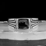 Sterling Silver Men Ring with Black Stone, Black Gemstone Ring, Cool Men Ring, Vintage Black Men Ring, Men's Fashion Ring, Gift for Him - Image 3