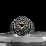 925 Sterling Silver North Star Pattern Rings for Men, Ottoman Ring, Silver Onyx Ring, Sterling Silver Ring, Vintage Jewelry, Gift for Him - Image 3