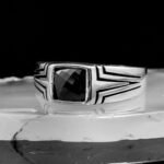 Sterling Silver Men Ring with Black Stone, Black Gemstone Ring, Cool Men Ring, Vintage Black Men Ring, Men's Fashion Ring, Gift for Him - Image 5