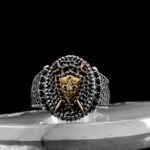 925 Sterling Silver Fleur de Lis Swords and Shield Rings for Men, Viking Ring, Unique Silver Ring, Vintage Jewelry, Gift for Him - Image 3