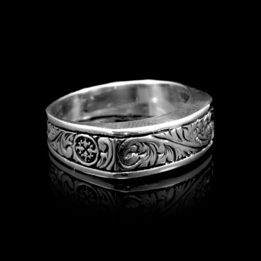 925 Sterling Silver Fleur de Lis Pattern Men's Silver Design Wedding Ring, Vintage Jewelry, Engagement Ring, Wedding Gift