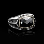 925 Sterling Silver Ring with Cushion Shape Cut Black Onyx Stone, Ottoman Ring, Vintage Jewelry, Man Gemstone Ring, Gift for Men
