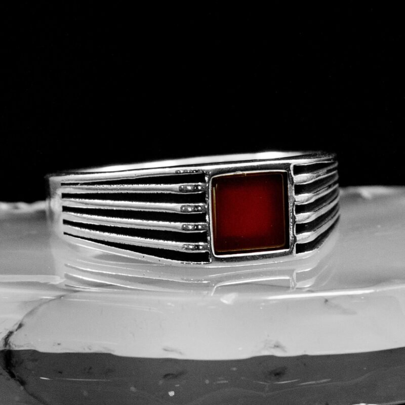 Agate Men Ring, Sterling Silver Ring, Rings For Men, Square Signet Ring, Men Pinky Ring, Gemstone Ring, Unique Mens Ring, Gift For Him