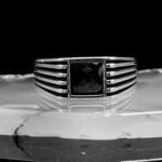 Shiny Silver Onyx Ring, Black Gemstone Men Ring, Cool Man Jewelry, Silver Signet Ring, Men's Fashion Ring, Gift for Boyfriend, Gift for Him - Image 3