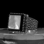 Mens Silver Wedding Ring | Mother Of Pearl | Simple Band | Silver Ring | Anniversary Gift | Statement Ring | Gemstone Ring | Gift For Him - Image 5