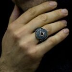 925 Sterling Silver North Star Pattern Rings for Men, Ottoman Ring, Silver Onyx Ring, Sterling Silver Ring, Vintage Jewelry, Gift for Him - Image 2