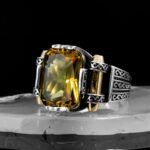 Color Changing Stone in Sultanite Ring, Emerald Cut Stone, Handmade Zultanite Men Ring, 925 Solid Sterling Silver, Ottoman Ring-Gift For Men - Image 5