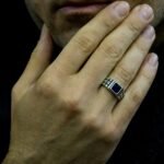 Sapphire Ring Men, Blue Sapphire Square Gemstone, Handmade Silver Ring, Men's Fashion Ring, 925 Sterling Silver Ring, Gift For Him - Image 2