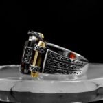 Sterling Silver Ruby Ring, Ruby Red Gemstone Ottoman Men’s Ring, Unique Men’s Ring, Engraved 925K Silver Ring, Hand Made Ring, Gift for Him - Image 6