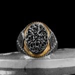 925 Sterling Silver Ottoman Pattern Rings for Men, Unique Silver Ring, Silver Onyx Ring, Sterling Silver Ring, Vintage Jewelry, Gift for Him - Image 3