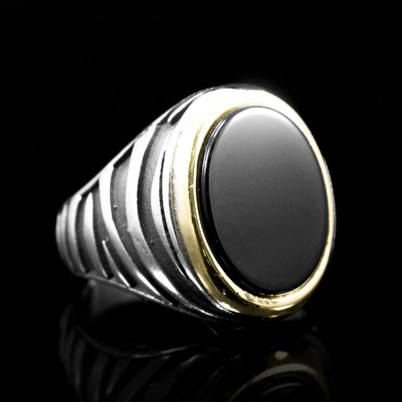 925 Sterling Silver Zebra Print Pattern Rings for Men, Black Stone Men Ring, Mens Vintage Ring, Men Embroidered Ring, Gift For Him