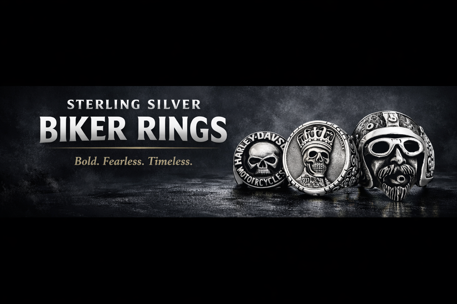 Sterling Silver Biker Rings – Skull and Motorcycle Design Rings
